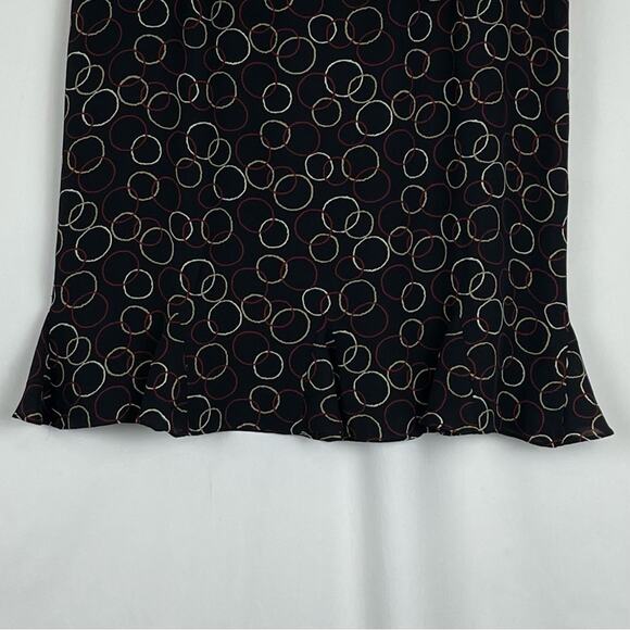 Talbots Sheer Black Circle Print Silk Office Date Feminine Ruffle Skirt Size 12 - Picture 3 of 12
